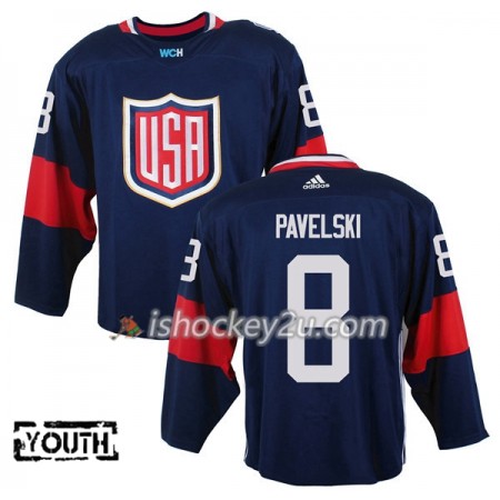 USA Team Trøje Joe Pavelski 8 2016 World Cup Børn Blå Premier
